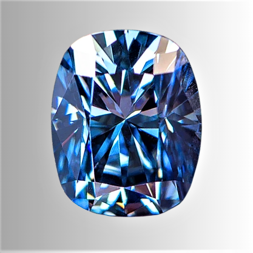 Moissanite Royal Blue Taglio Cuscino Allungato Certificata