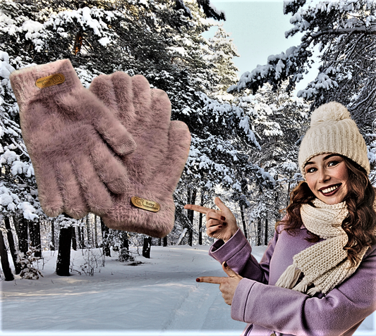 Guanti in Pelliccia Ecologica con Touch Screen