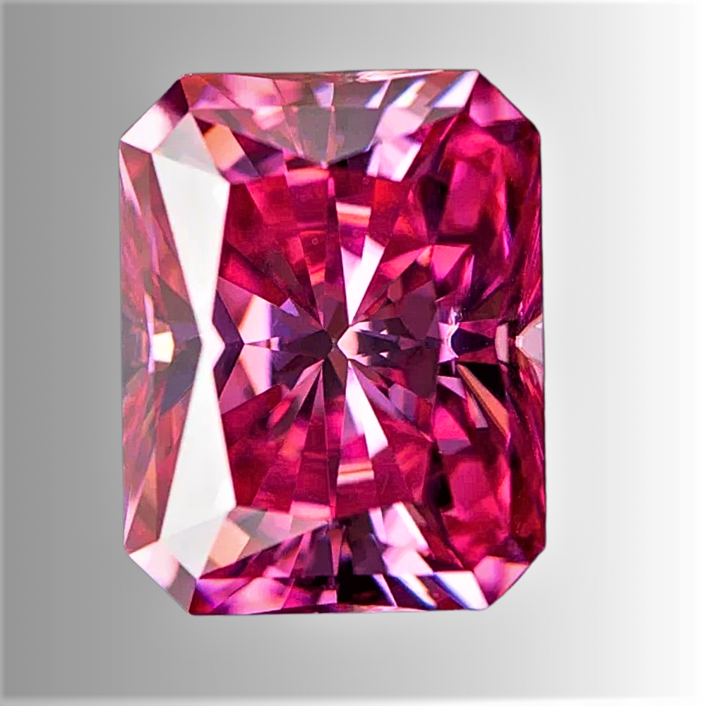Moissanite Rosa Intenso Taglio Radiant Certificata