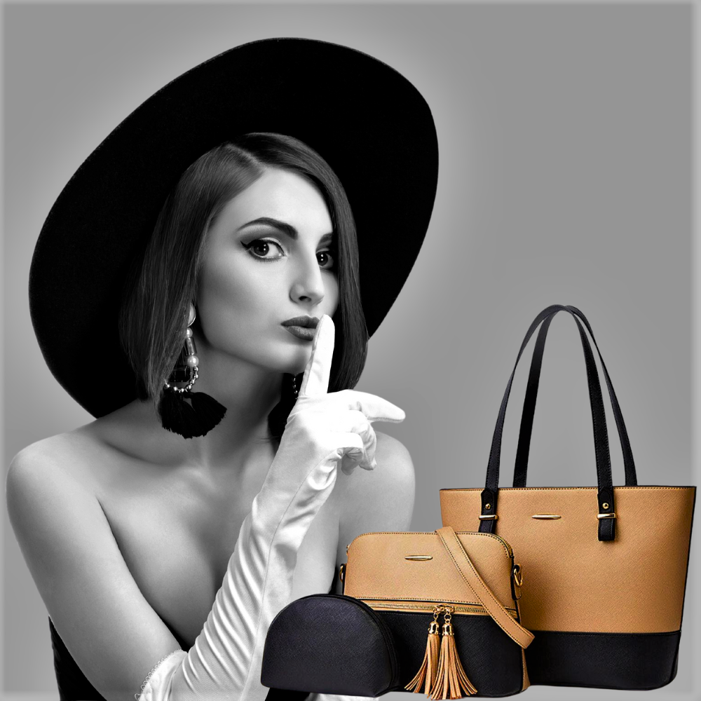Conjunto de dos bolsos y un clutch: elegancia y funcionalidad