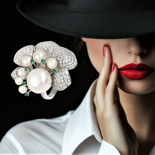 Anello a Calla con Perle Naturali d'Acqua Dolce