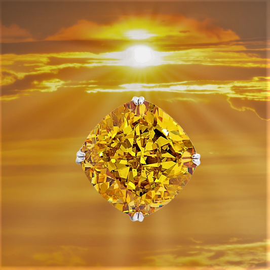 Fascione con Citrino Coltivato Taglio Cuscino e Brillanti Lab Grown