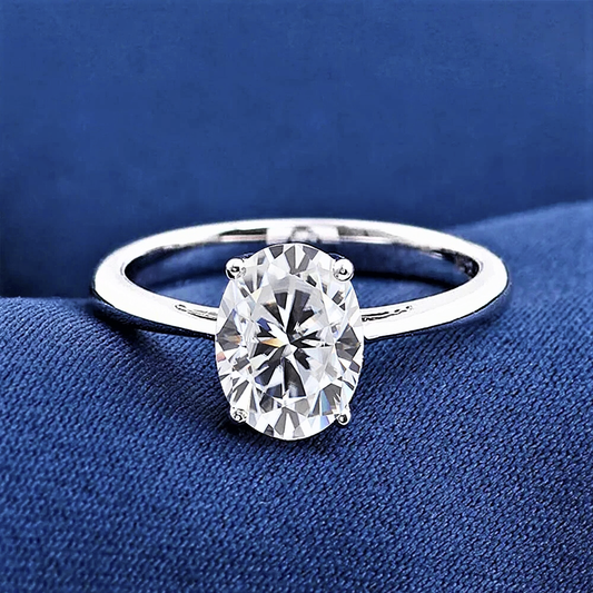 Solitario con Moissanite D Color Taglio Ovale