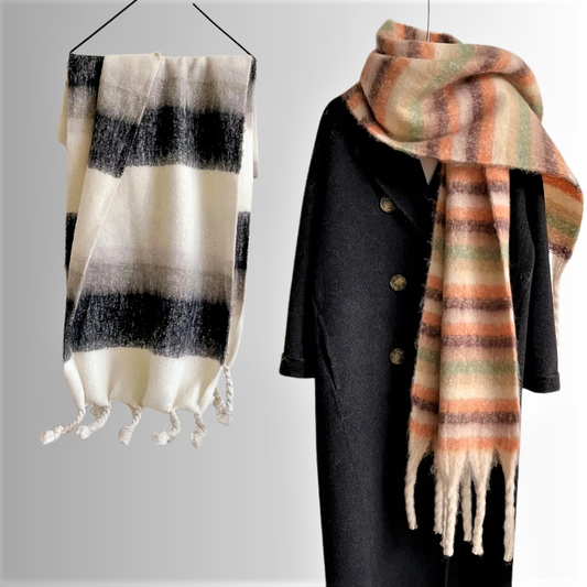 Sciarpa a Strisce in Misto Lana