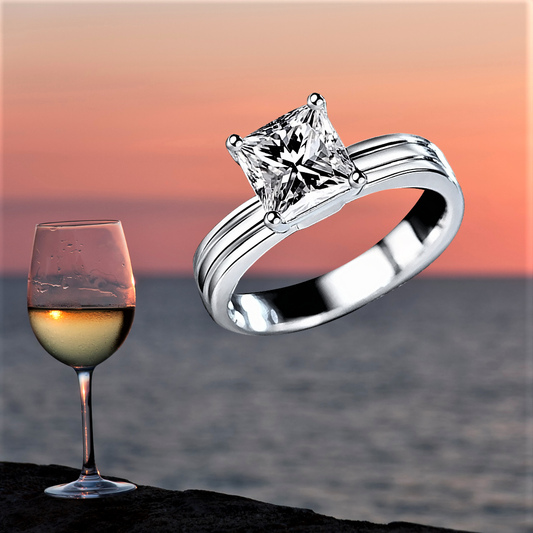 Solitario con Moissanite D Color Certificata Taglio Princess