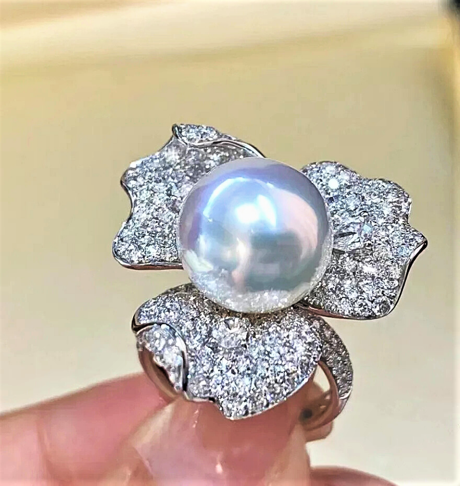 Anello con Perla Naturale Australiana da 10-11 mm
