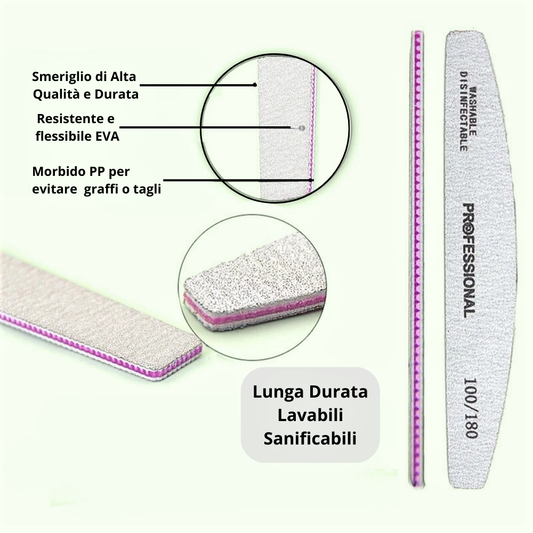 Set di 10 Limette per Manicure e Pedicure