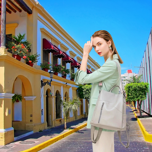 Zainetto Anti Borseggio in Fiore di Pelle di Vitellino