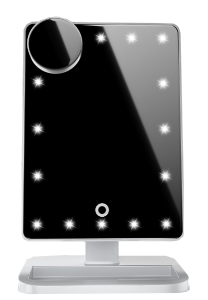 Espejo de maquillaje con pantalla táctil, luces LED y altavoz Bluetooth