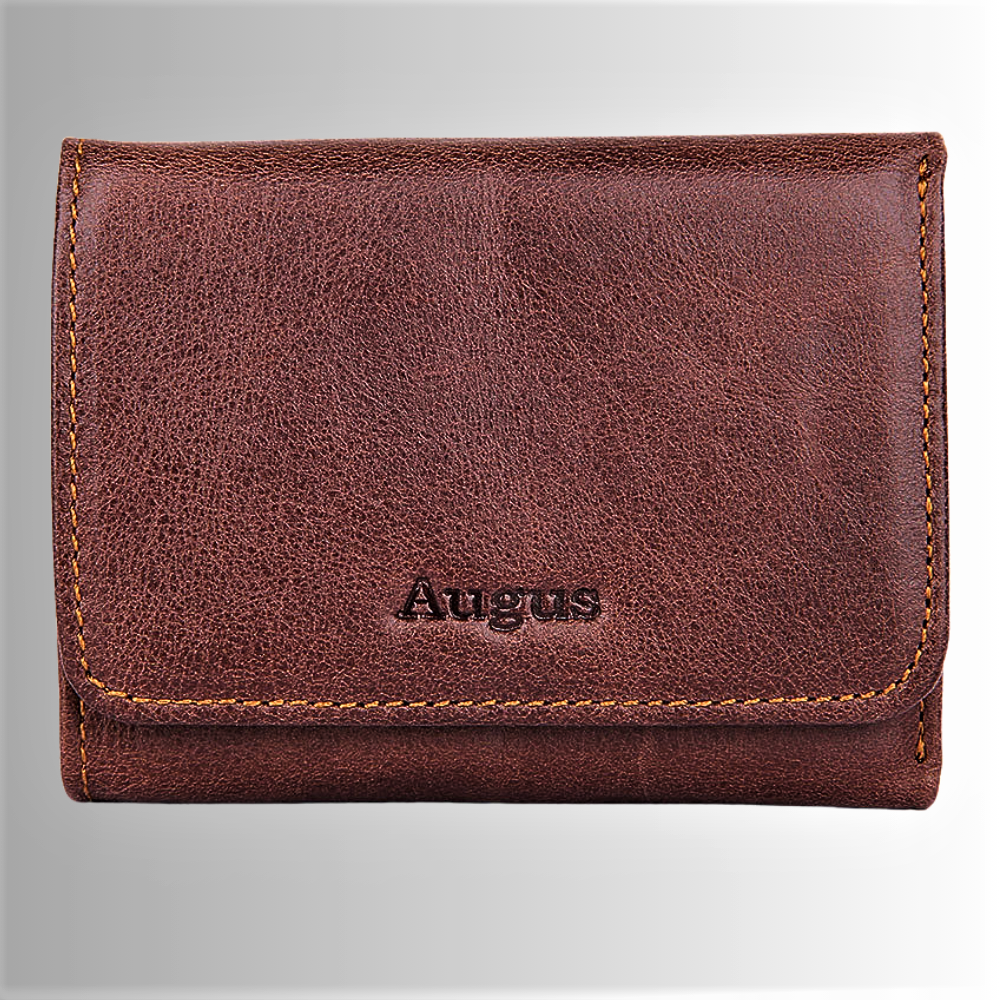 Cartera de piel de vacuno auténtica con tecnología RFID