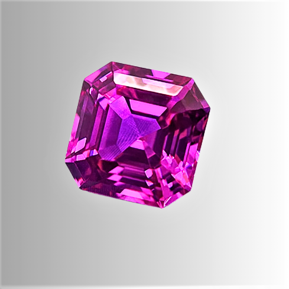 Zaffiro Rosa Intenso Lab Grown Taglio Asscher Certificato