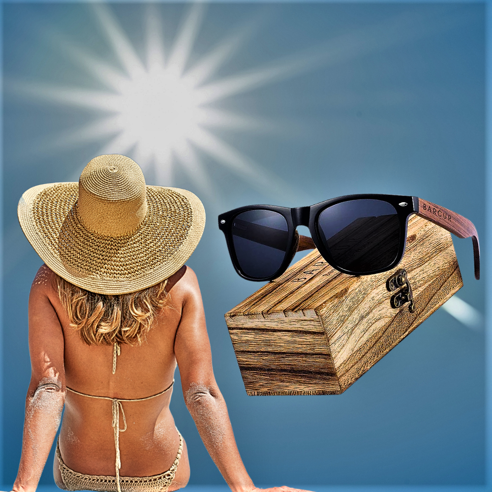 Gafas polarizadas BARCUR en caja de madera natural y nogal negro