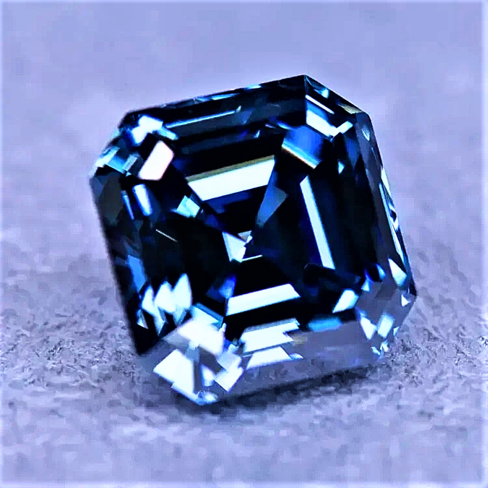 Moissanite Royal Blue Taglio Asscher Certitificata
