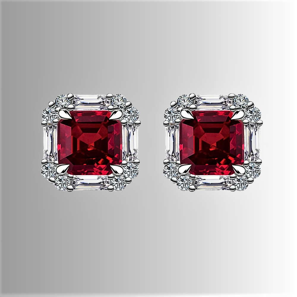Mini Collezione di Orecchini con Gemme Lab Grown Taglio Asscher, Baguette e Brillante