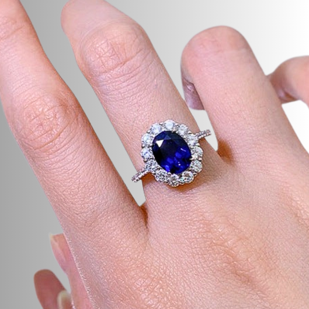 Anillo "Flor Azul" Elegancia italiana atemporal