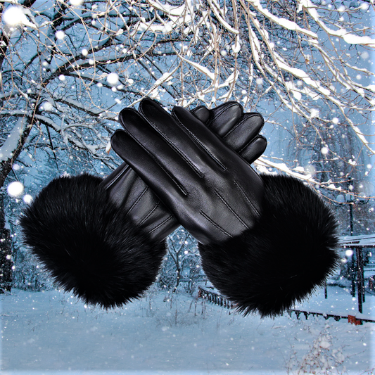 Guanti Touch Screen in Pelle di Pecora e Pelliccia di Lapin