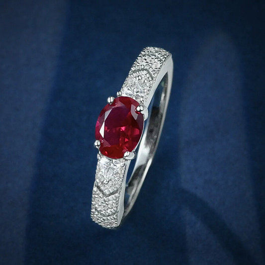 Fede con Rubino o Zaffiro e Diamanti Sintetici ad Alto Contenuto di Carbonio