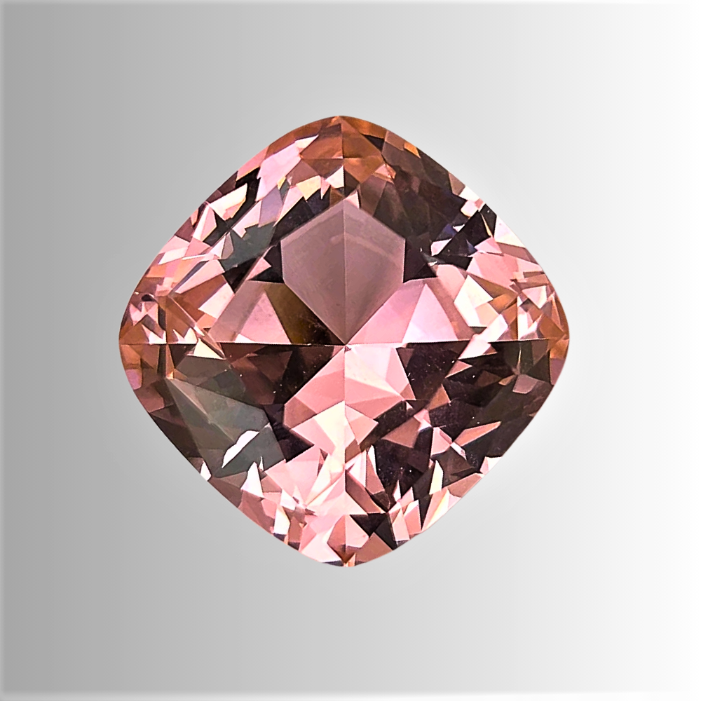 Morganite Rosa Pesca Lab Grown Taglio Cuscino Certificata