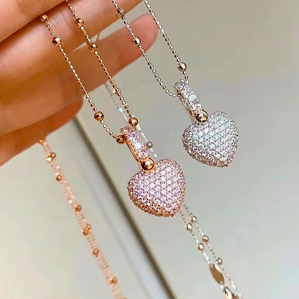 Collana con Ciondolo a Cuore con Brillanti Coltivati