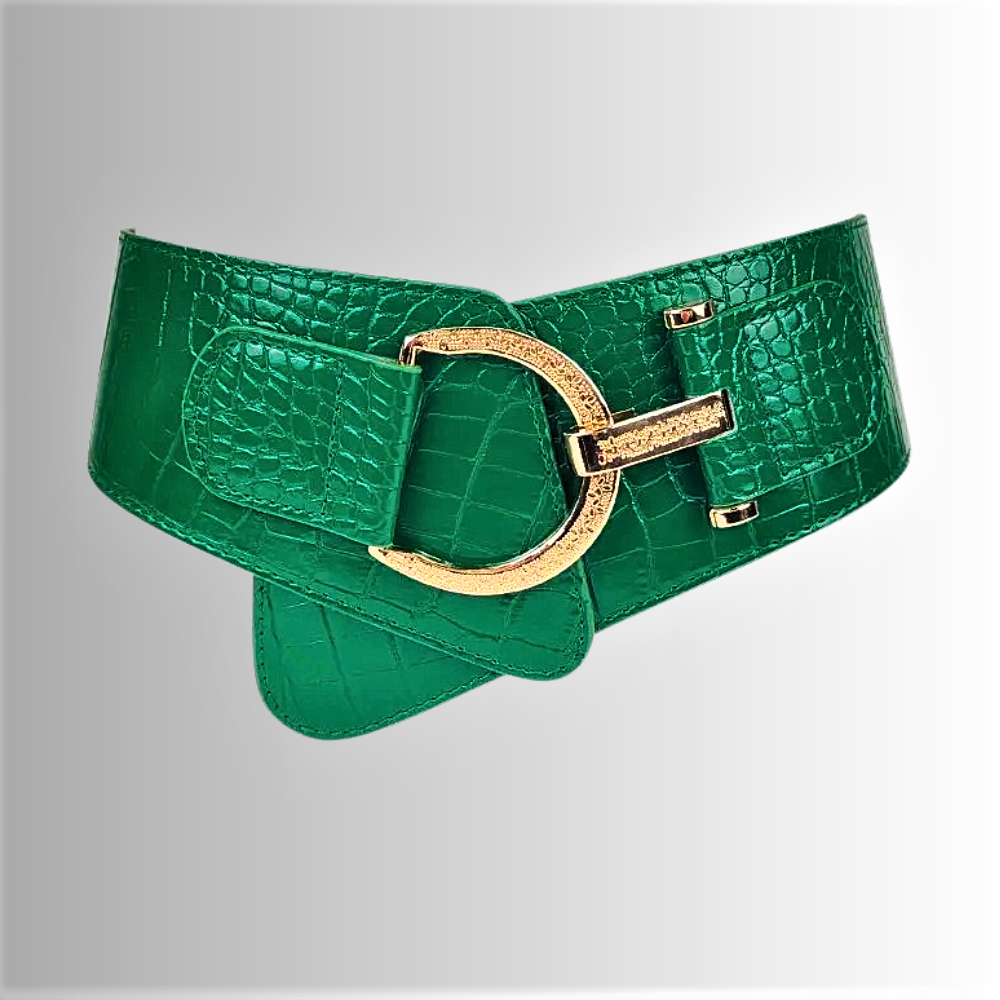 Cintura a Fascia Elastica Asimmetrica con Lavorazione Coccodrillo