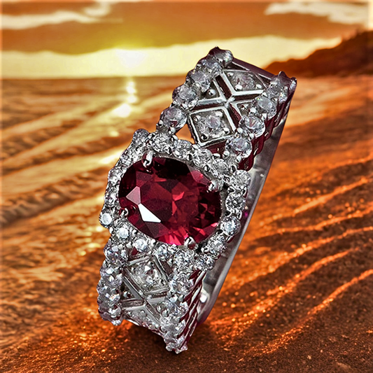 Fascia Traforata con Rubino Ovale da ct 1,50 e Brillanti Lab Grown