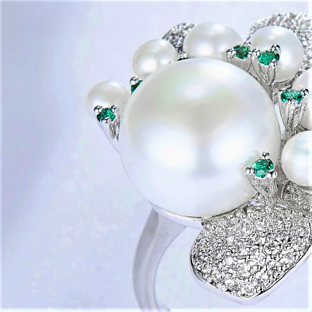 Anello a Calla con Perle Naturali d'Acqua Dolce