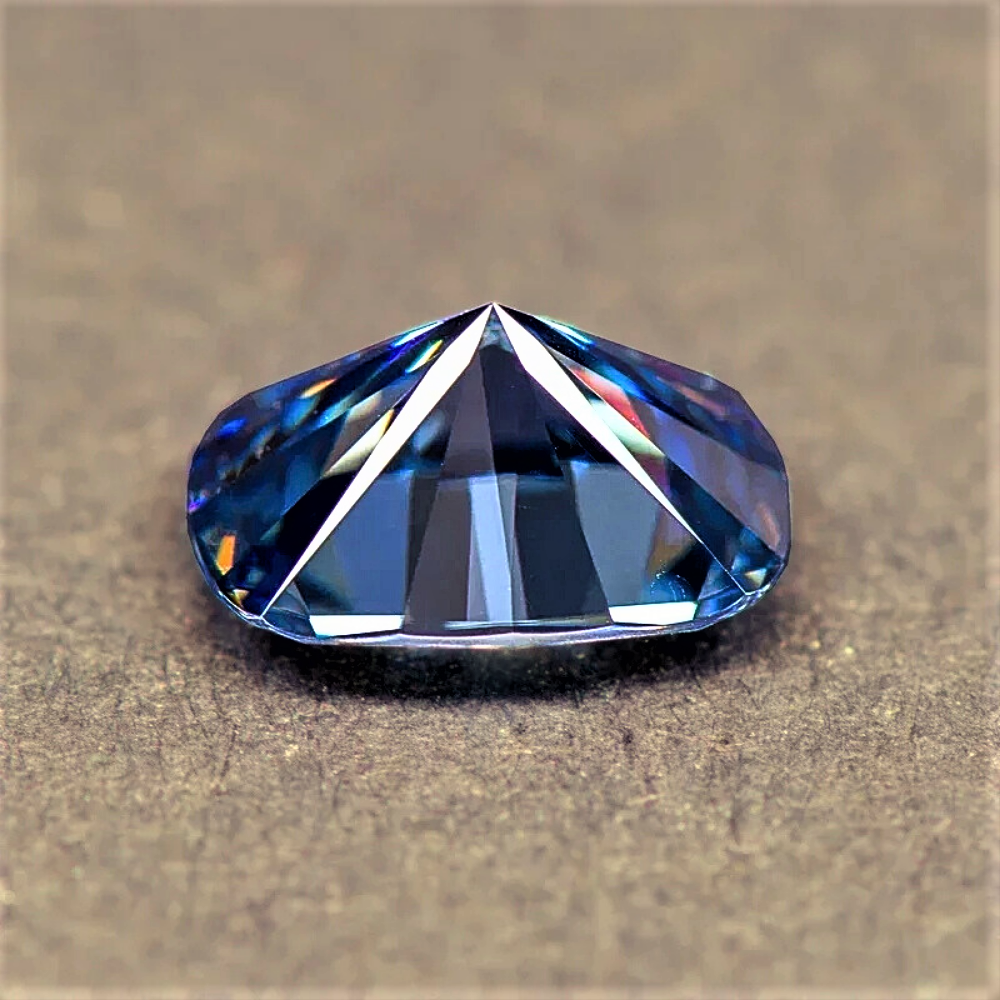 Moissanite Royal Blue Taglio Cuscino Allungato Certificata