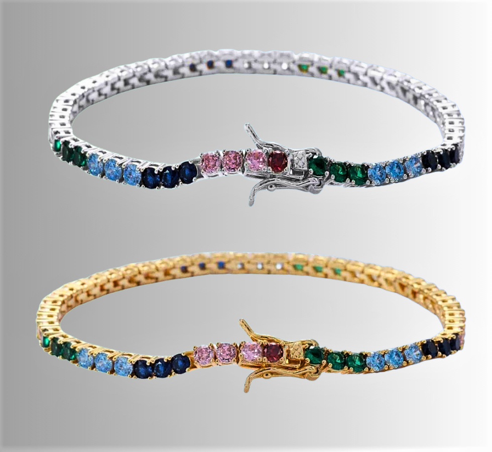 Pulseras de tenis multicolor: colores brillantes que iluminan