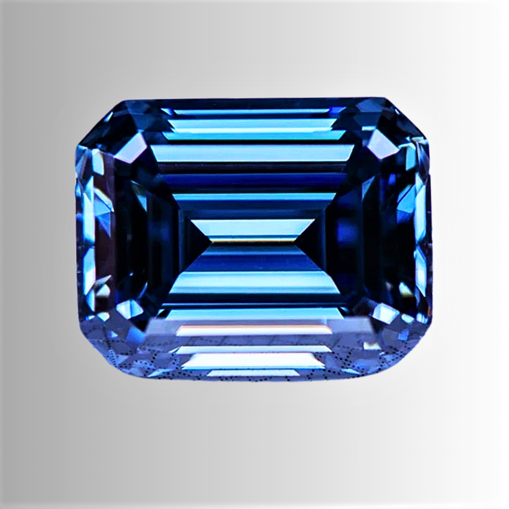 Moissanite Royal Blue Taglio Smeraldo Certificata