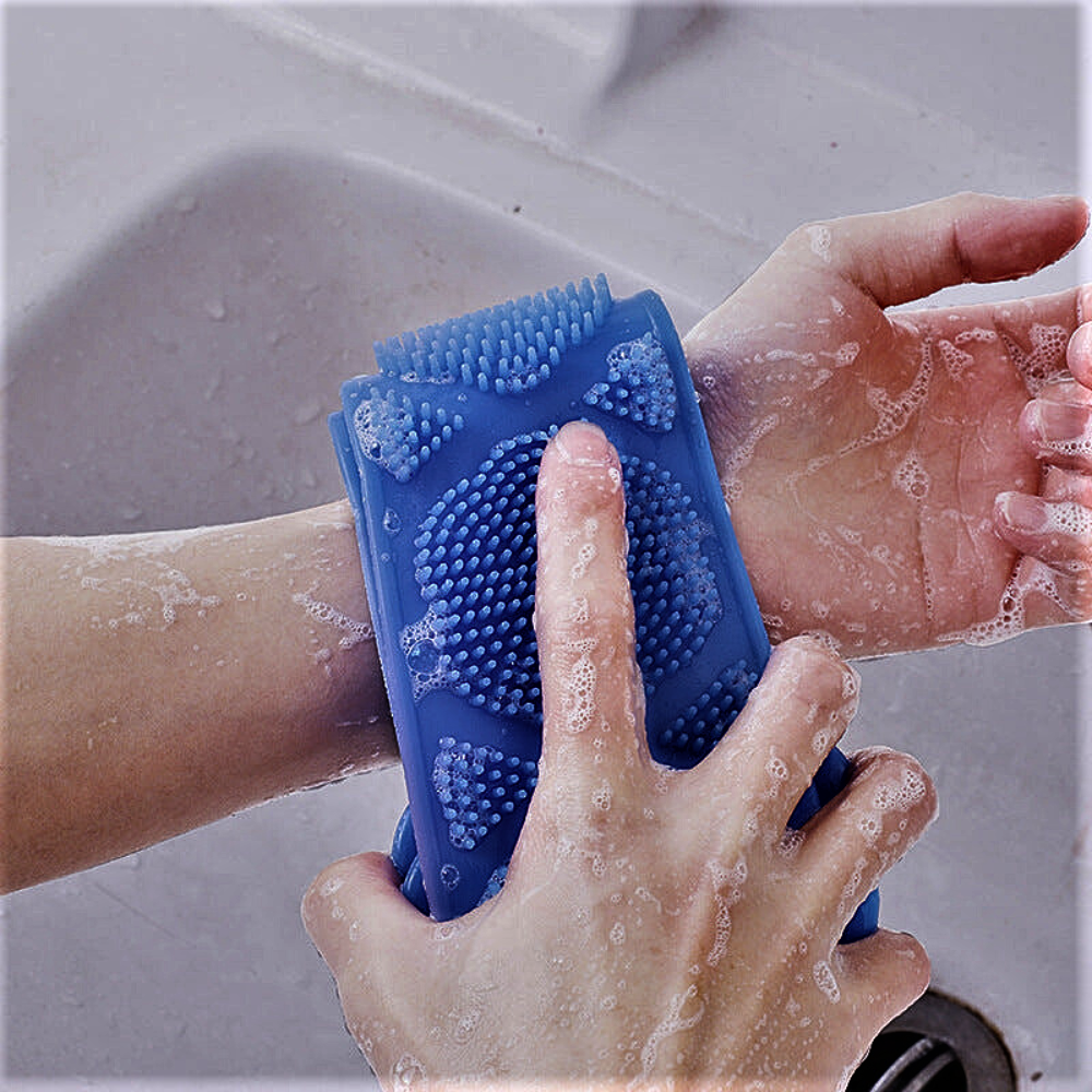 Cepillo de baño/masaje de silicona de doble superficie