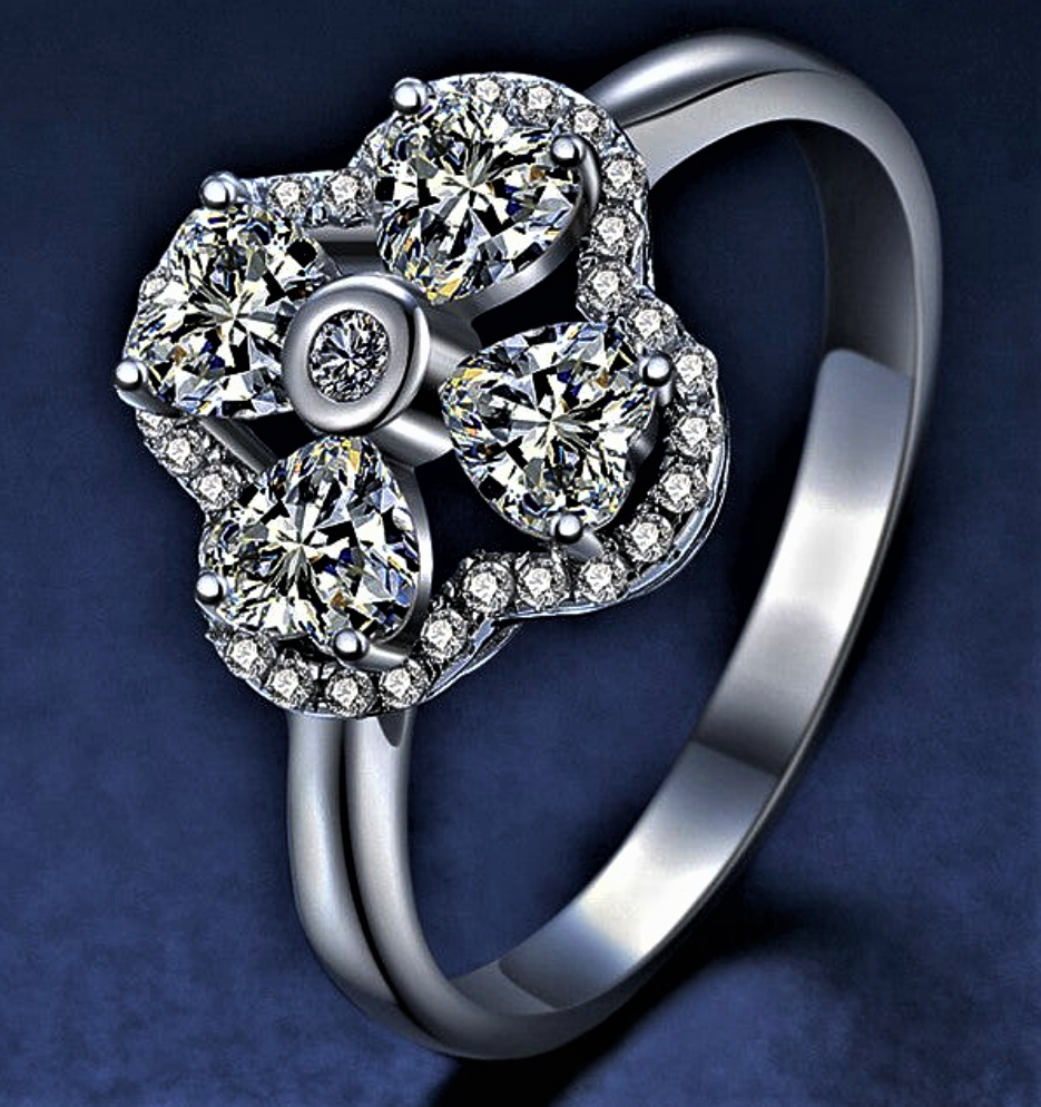 Anillo "Póker de Corazones" Una brillante declaración de amor
