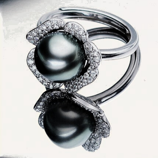Anello "Mari del Sud" con Perla di Tahiti Naturale