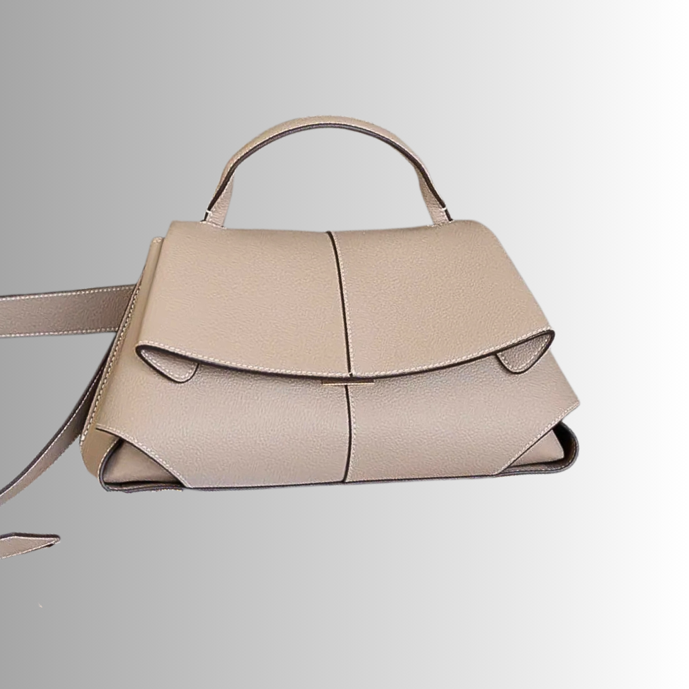 Borsa a Trapezio in Fiore di Pelle di Vitellino