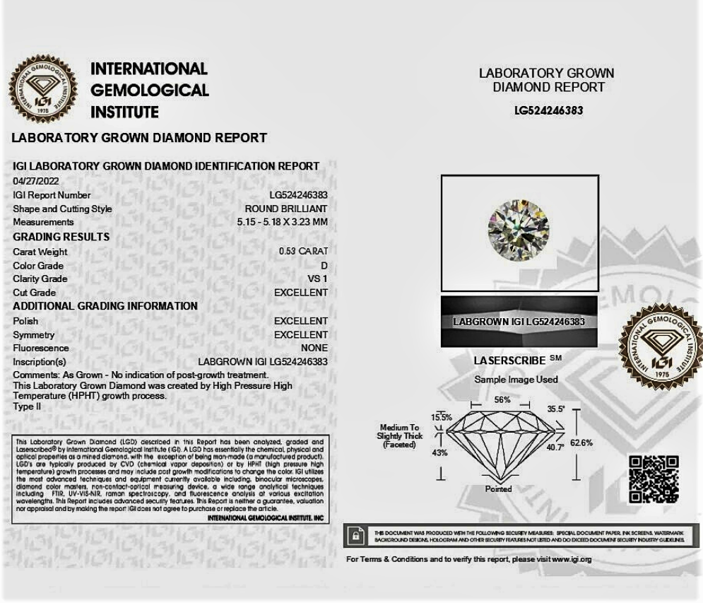 Diamanti Lab Grown Taglio Brillante con Certificato IGI