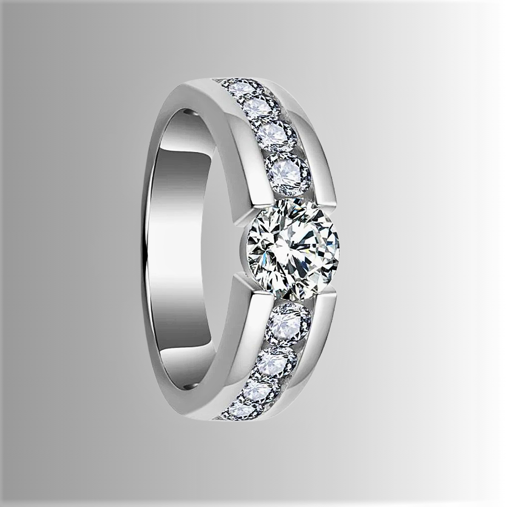 Fede con Moissanite per Ct 2.20 Certificata D Color