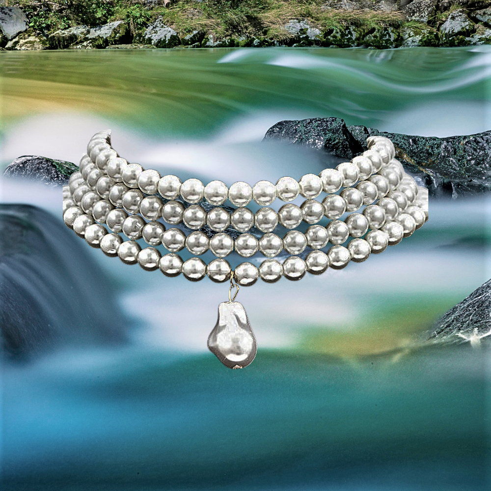 Collar con Perlas Naturales y Colgante de Perla Scaramazza