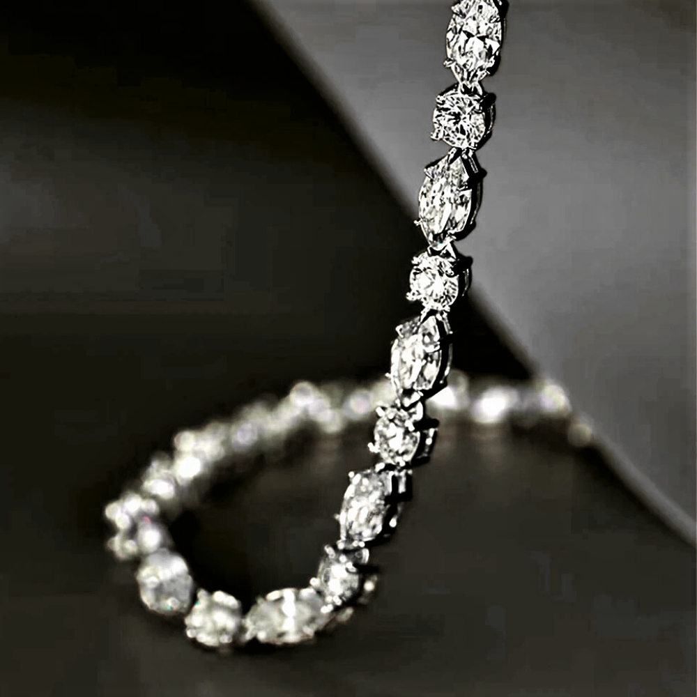 Bracciale Tennis con Moissanite Taglio Marquise e Taglio Brillante