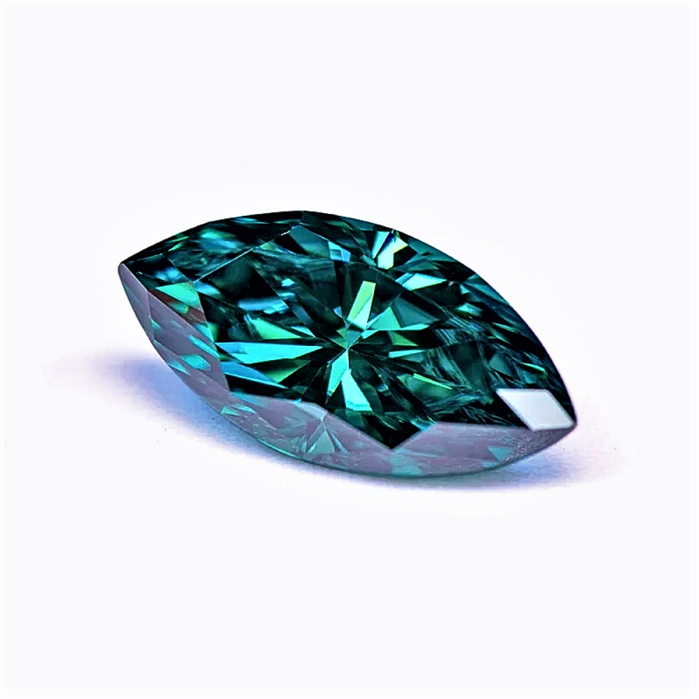 Moissanite Verde Smeraldo Taglio Marquise Certificata
