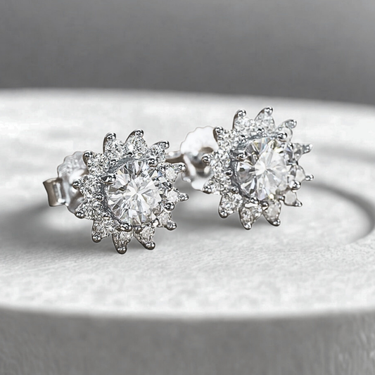 Orecchini a Girasole con Moissaniti per ct 1,00