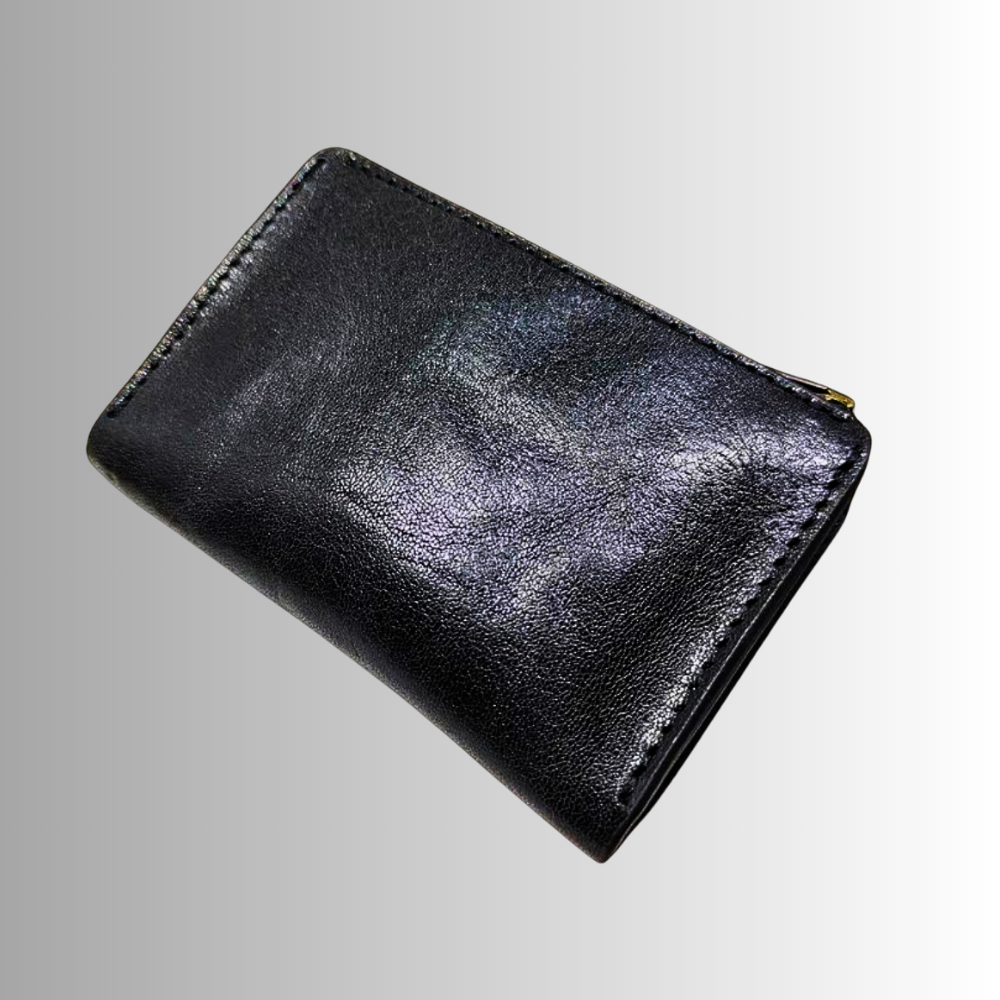 Mini billetera de piel de vaca auténtica con cinturón, elegante y segura