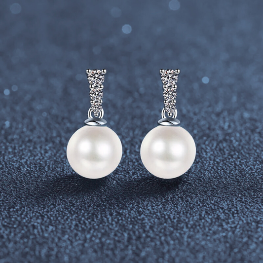 Orecchini Pendenti con Moissaniti e Perle Naturali
