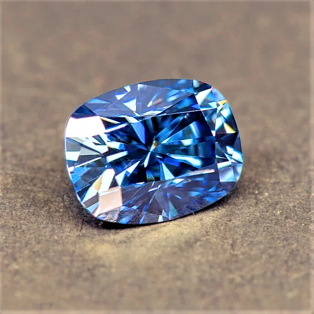 Moissanite Royal Blue Taglio Cuscino Allungato Certificata