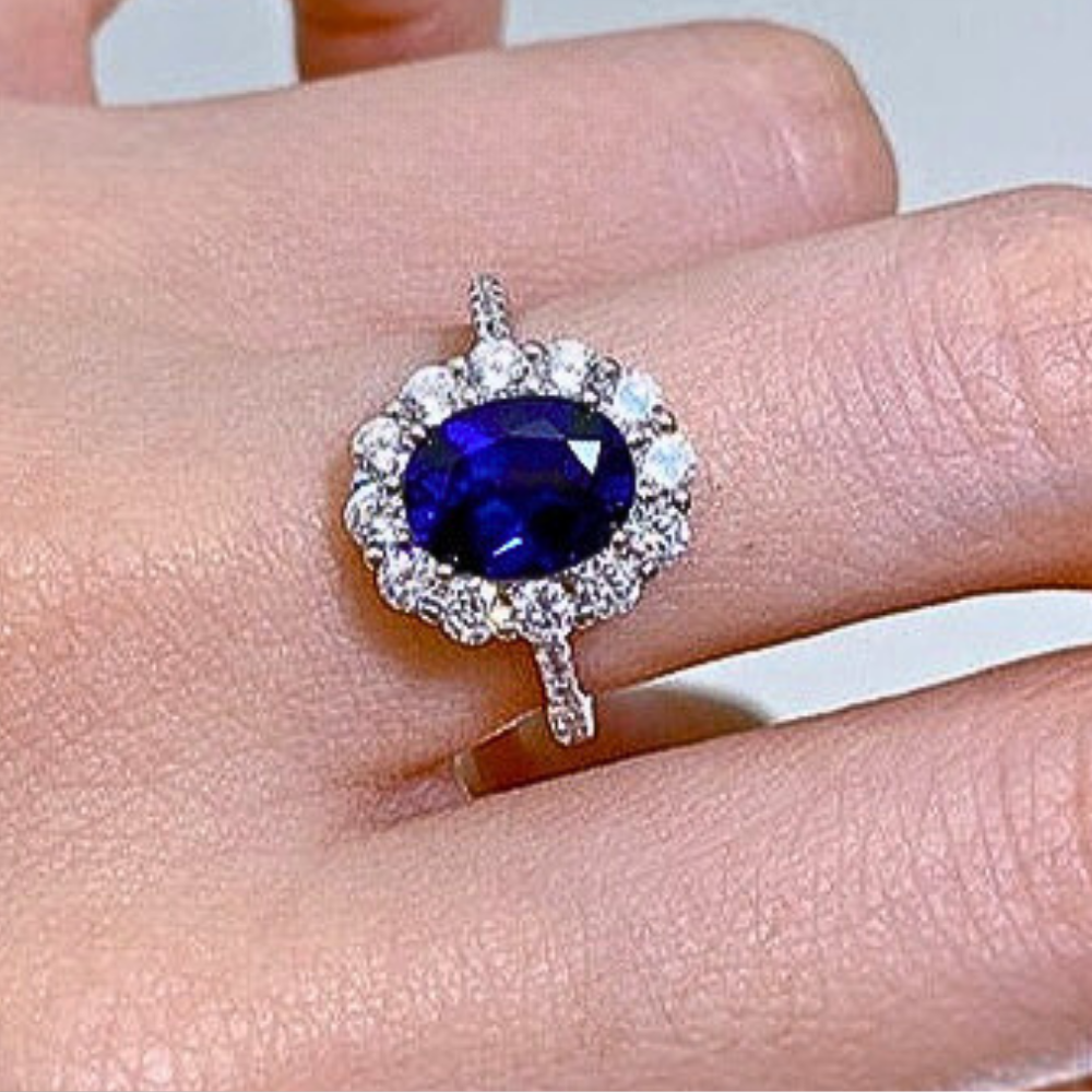 Anillo "Flor Azul" Elegancia italiana atemporal