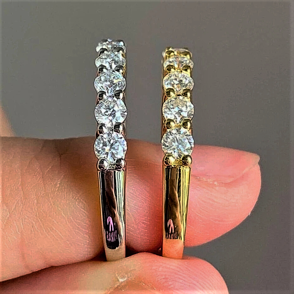 Fedine a due Punte con Moissanite D Color VVS1