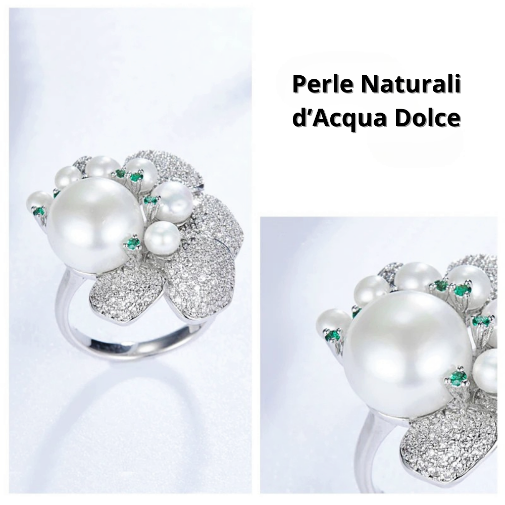 Anello a Calla con Perle Naturali d'Acqua Dolce