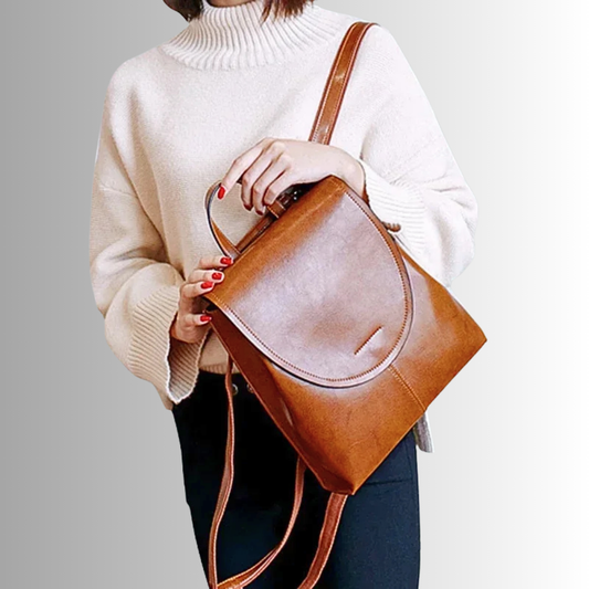 Zaino a Trapezio in Fior di Pelle di Vitellino con Lavorazione "Crazy Horse"