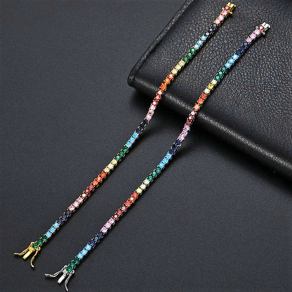 Pulseras de tenis multicolor: colores brillantes que iluminan