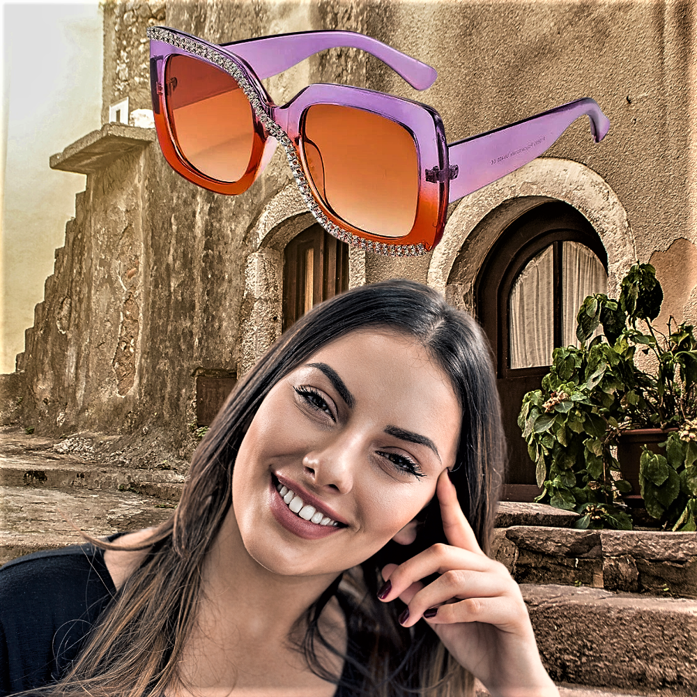 Gafas de sol cuadradas con diamantes de imitación para mujeres atrevidas