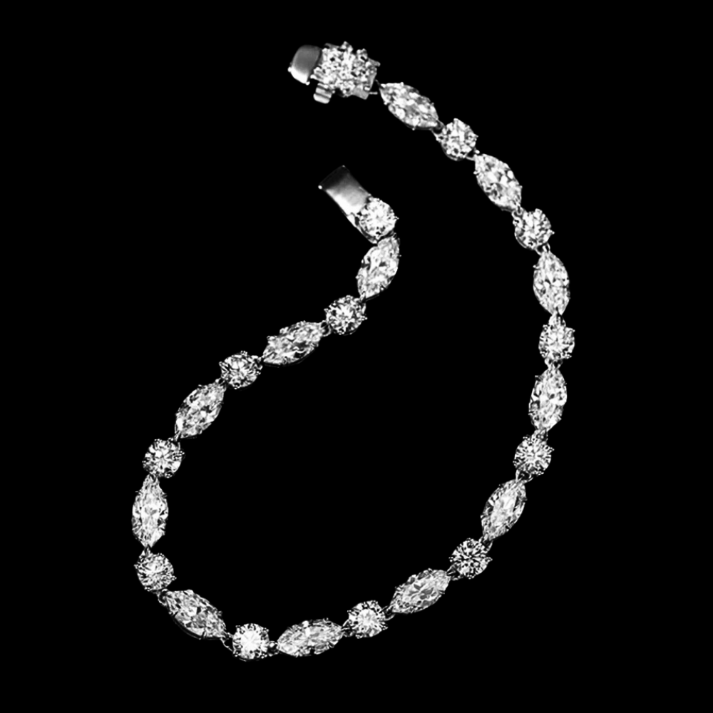 Bracciale Tennis con Moissanite Taglio Marquise e Taglio Brillante