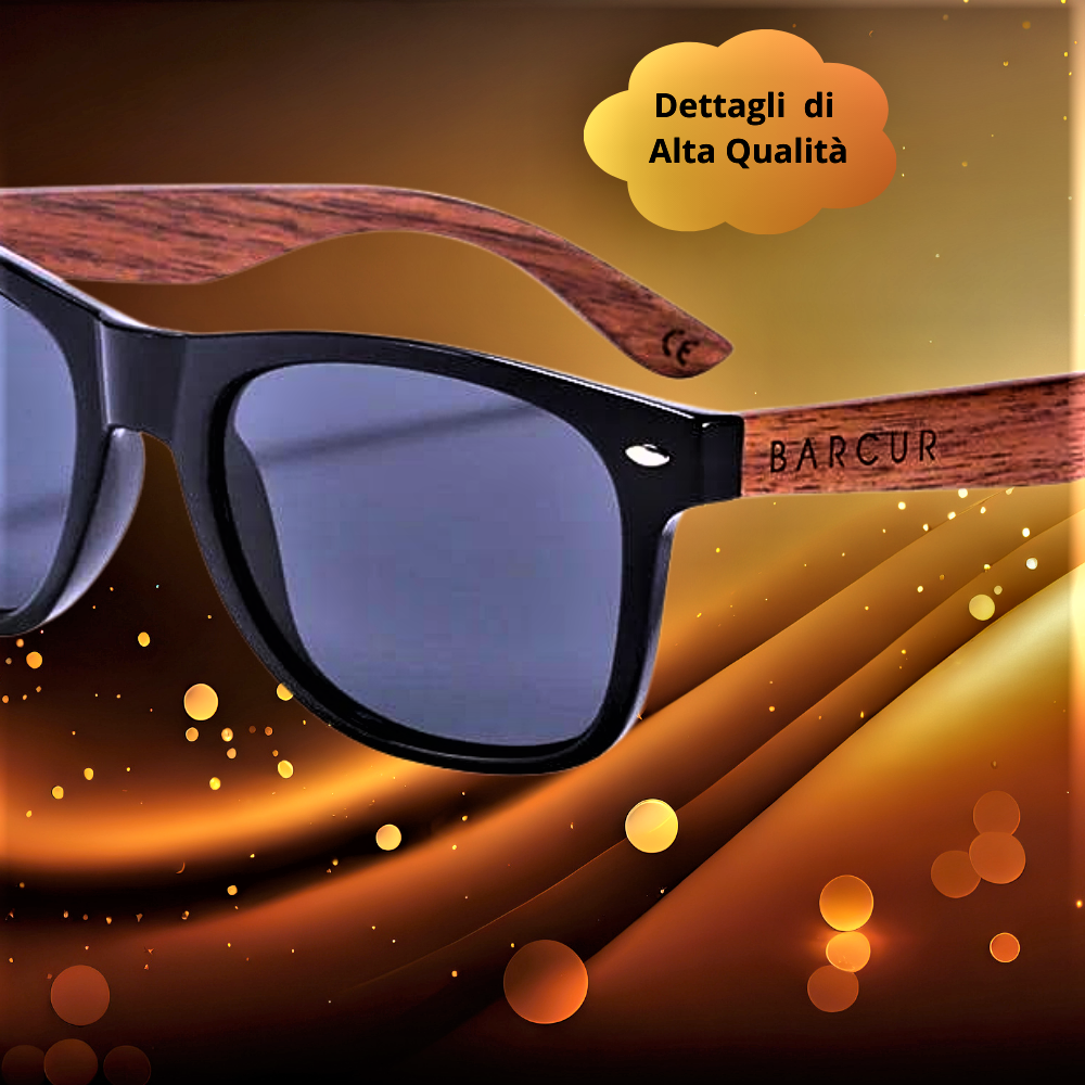 Gafas polarizadas BARCUR en caja de madera natural y nogal negro